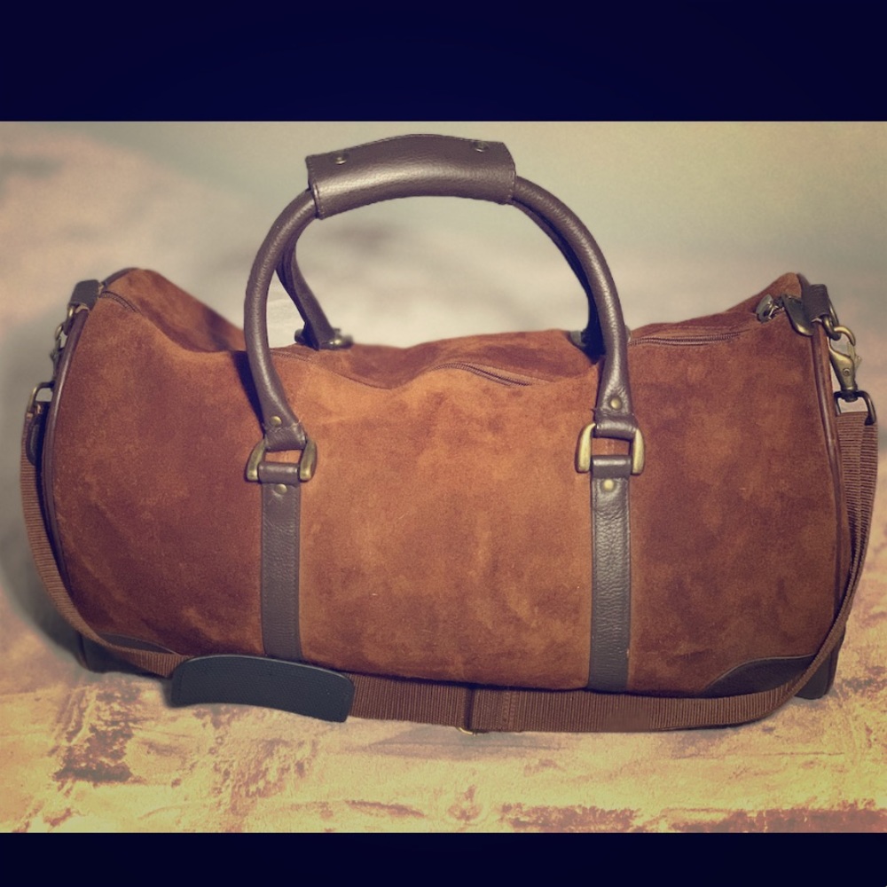Vintage Brown Suede Duffle Bag